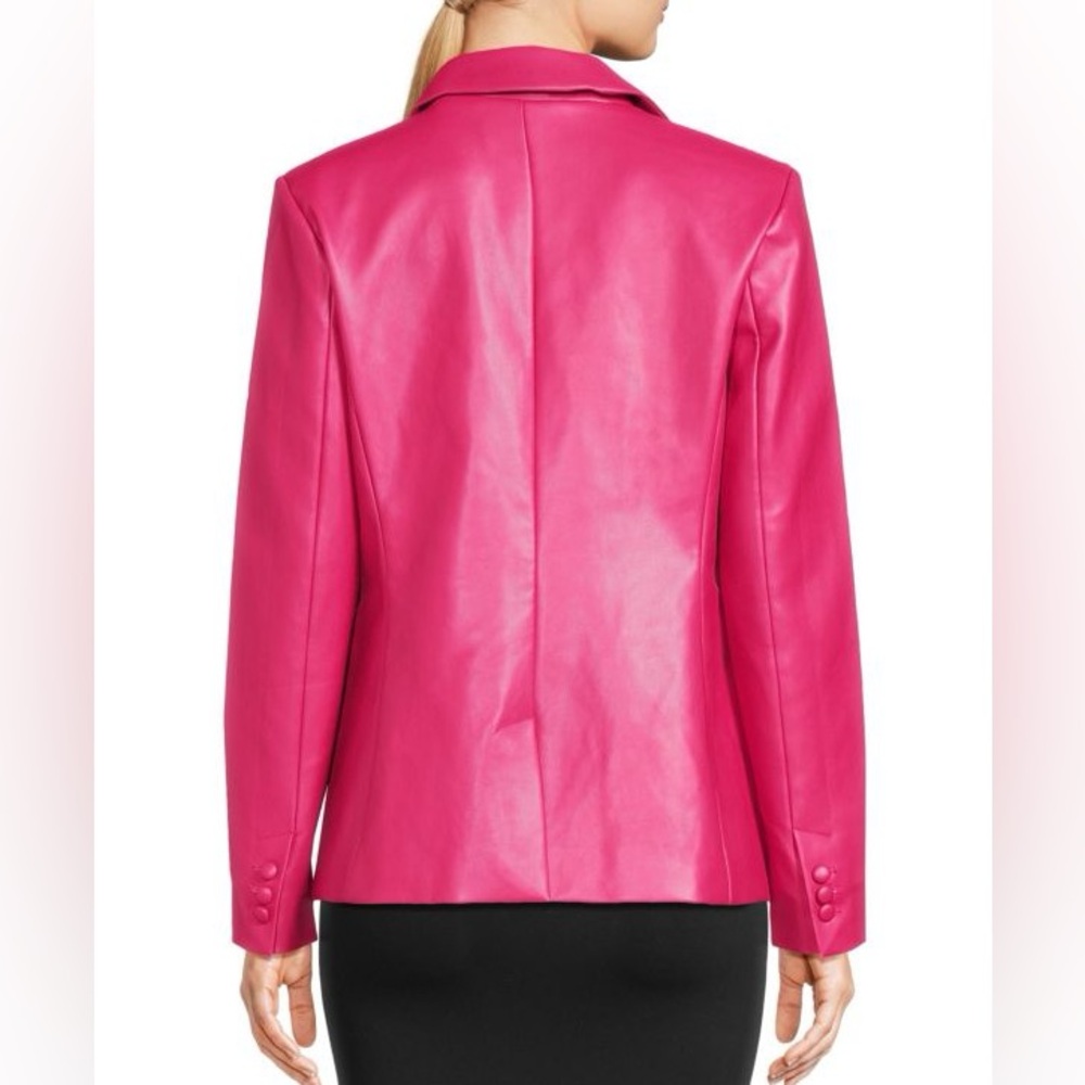 NWT BCBGeneration Faux Leather Blazer Suit Jacket in Pink Peacock - Size XS - Picture 2 of 9